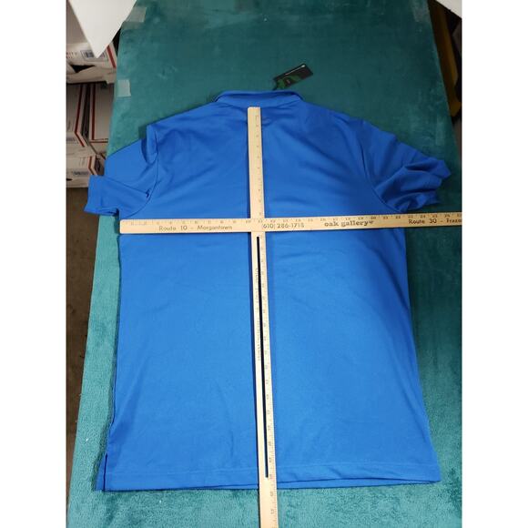 Travis Mathew Polo Shirt Size Large Mens Blue Stretch Eco Preppy Golf Logo NWT - Picture 9 of 10